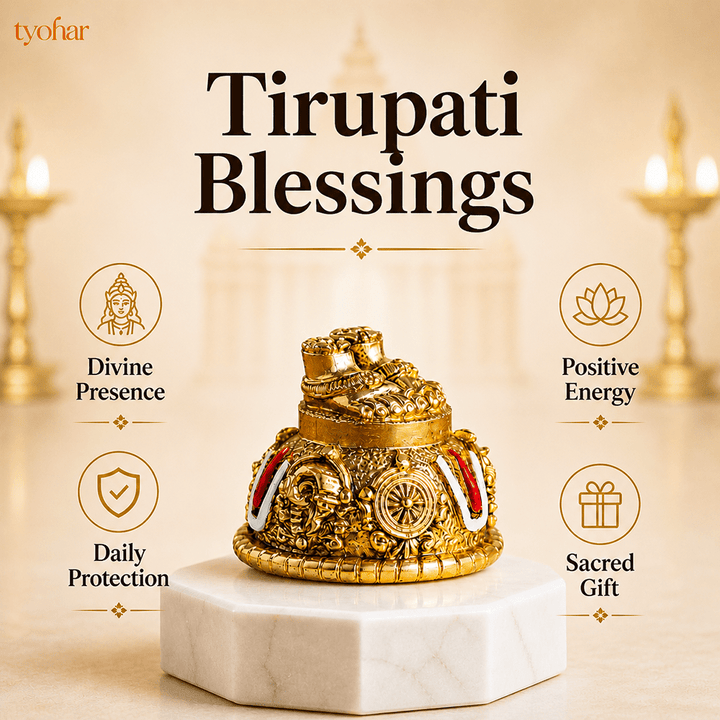 Sri Balaji Charan With Shanku Chakra Namam | Pure Gold Plated [2 Inch] - Tyohar Store