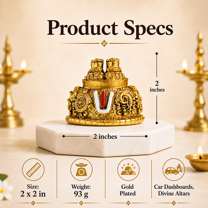 Sri Balaji Charan With Shanku Chakra Namam | Pure Gold Plated [2 Inch] - Tyohar Store