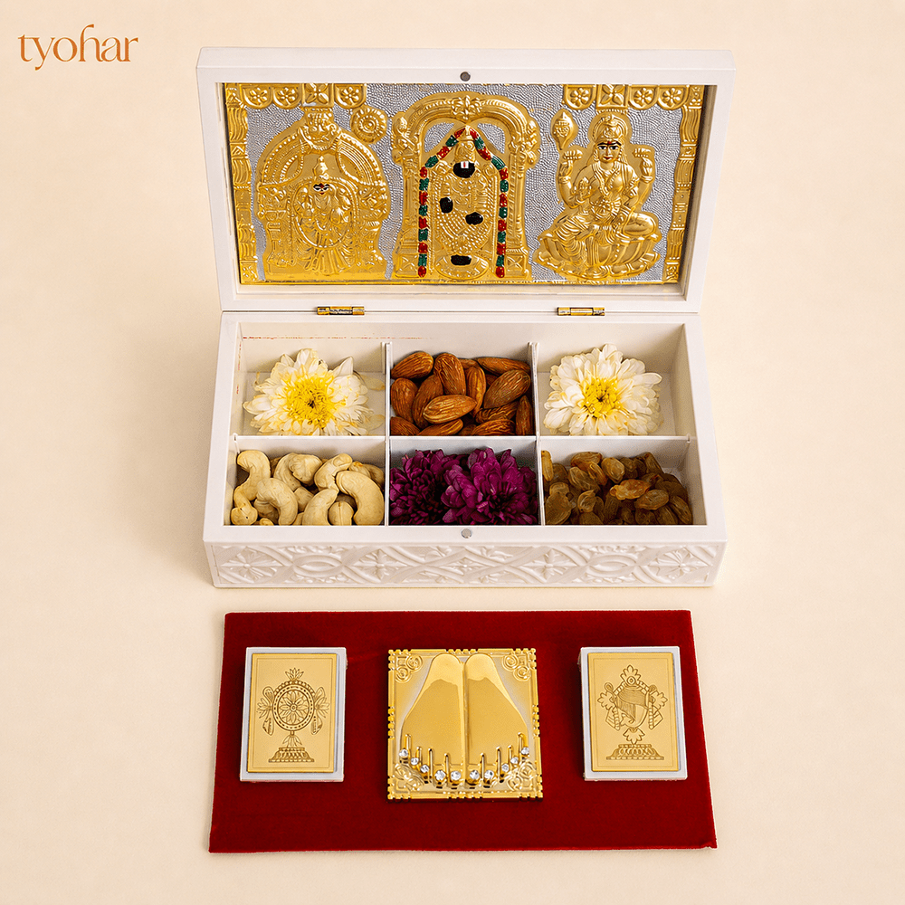 Sri Balaji Divine Trio Pocket Temple | Pure Gold Plated - Tyohar Store