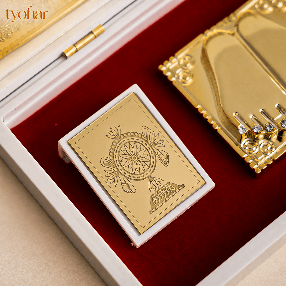 Sri Balaji Divine Trio Pocket Temple | Pure Gold Plated - Tyohar Store
