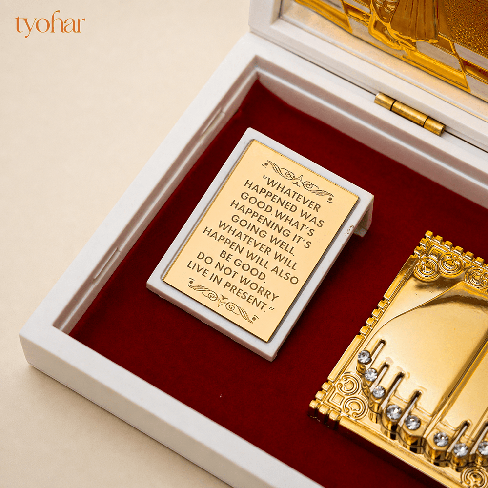 Shreenathji & Radha Krishna Pocket Temple | Pure Gold Plated - Tyohar Store