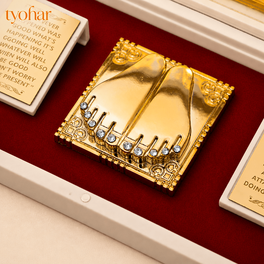 Shreenathji & Radha Krishna Pocket Temple | Pure Gold Plated - Tyohar Store