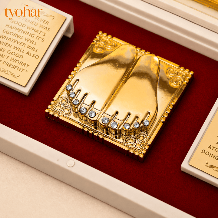 Shreenathji & Radha Krishna Pocket Temple | Pure Gold Plated - Tyohar Store