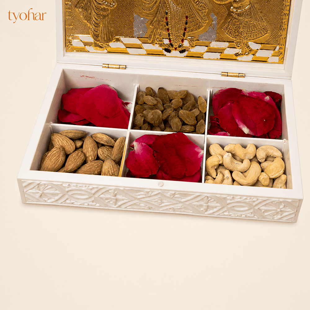 Shreenathji & Radha Krishna Pocket Temple | Pure Gold Plated - Tyohar Store