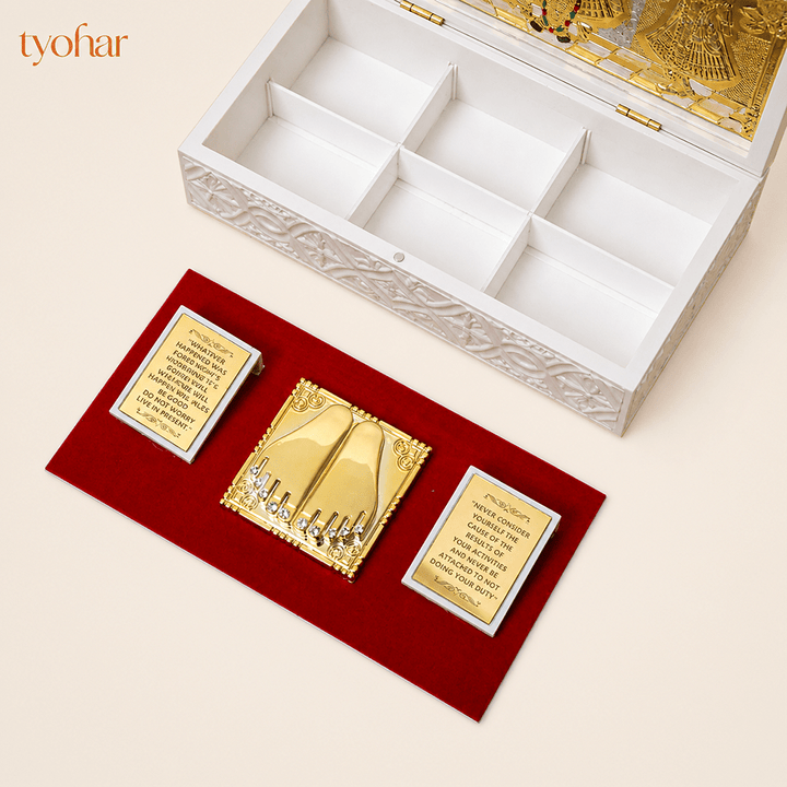 Shreenathji & Radha Krishna Pocket Temple | Pure Gold Plated - Tyohar Store