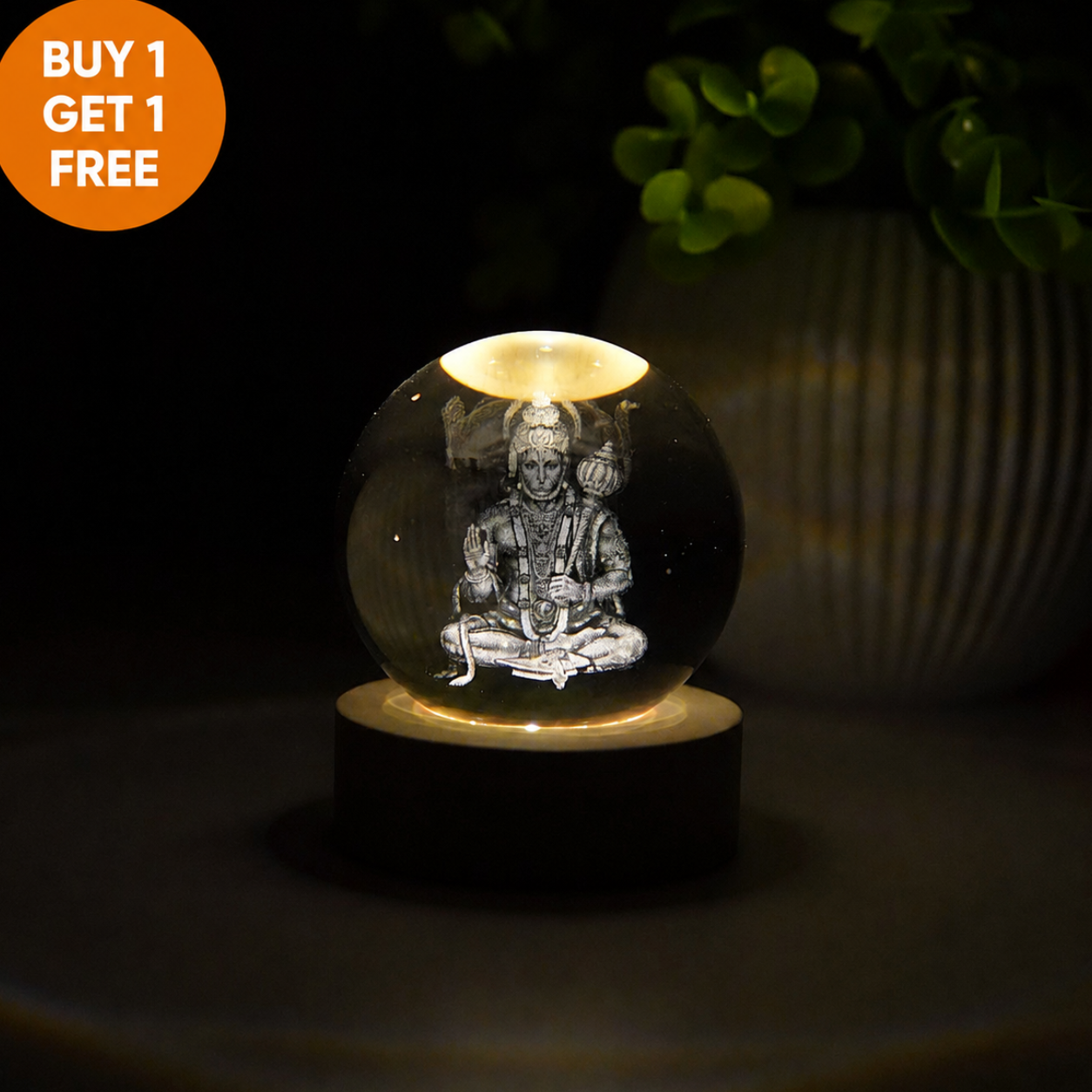 Divine Crystal Lamp | Night Light with Wooden LED Base