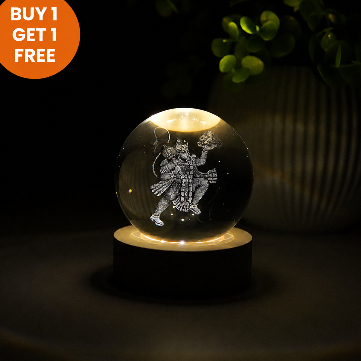 Divine Crystal Lamp | Night Light with Wooden LED Base