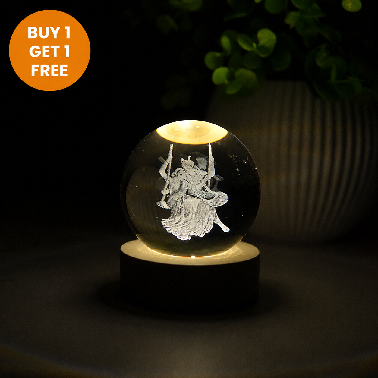 Divine Crystal Lamp | Night Light with Wooden LED Base