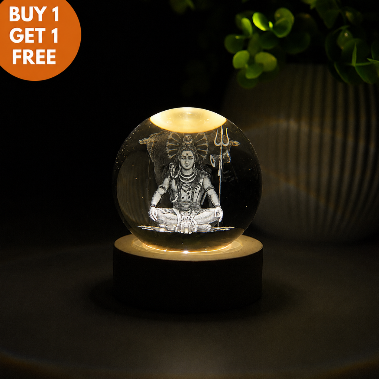 Divine Crystal Lamp | Night Light with Wooden LED Base