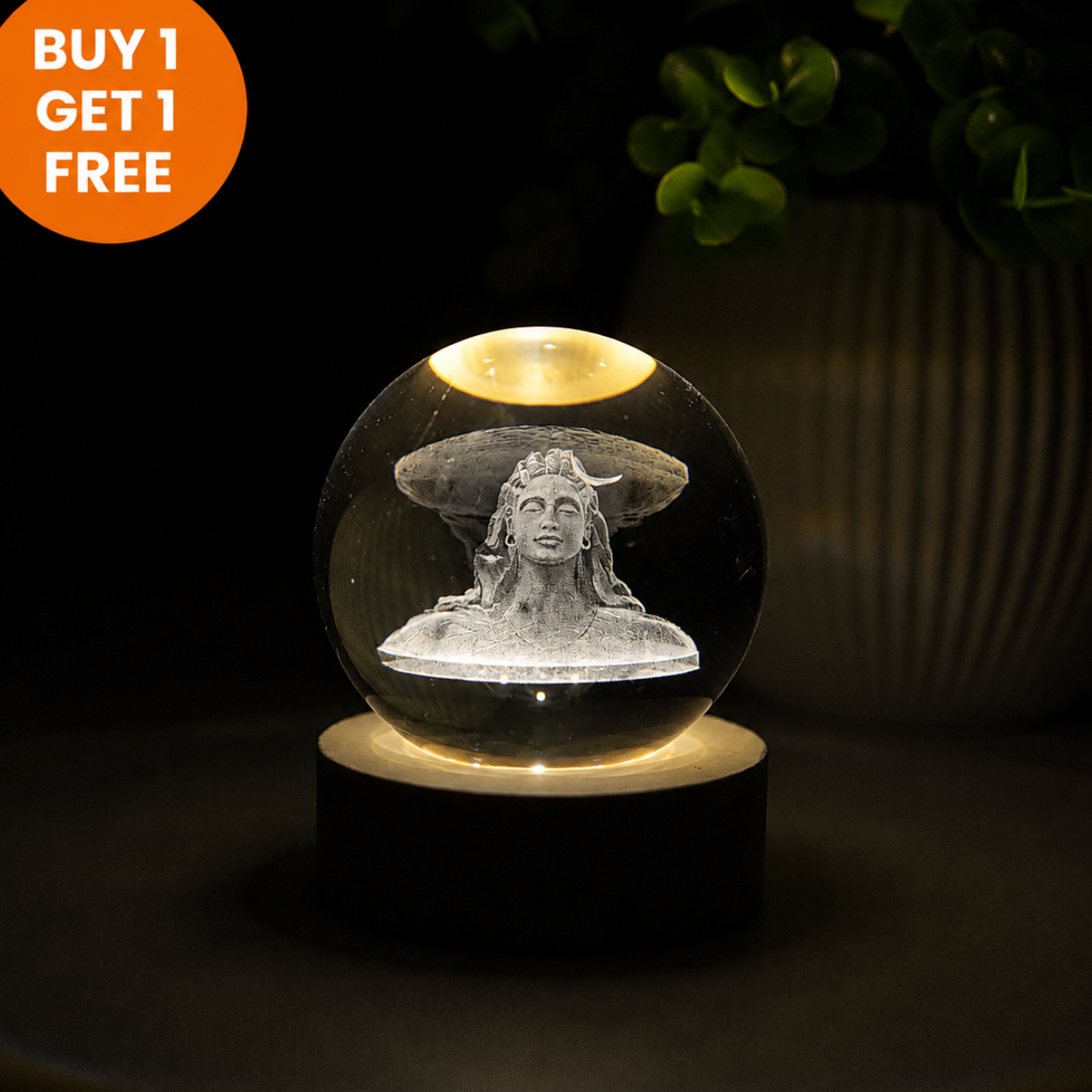 Divine Crystal Lamp | Night Light with Wooden LED Base