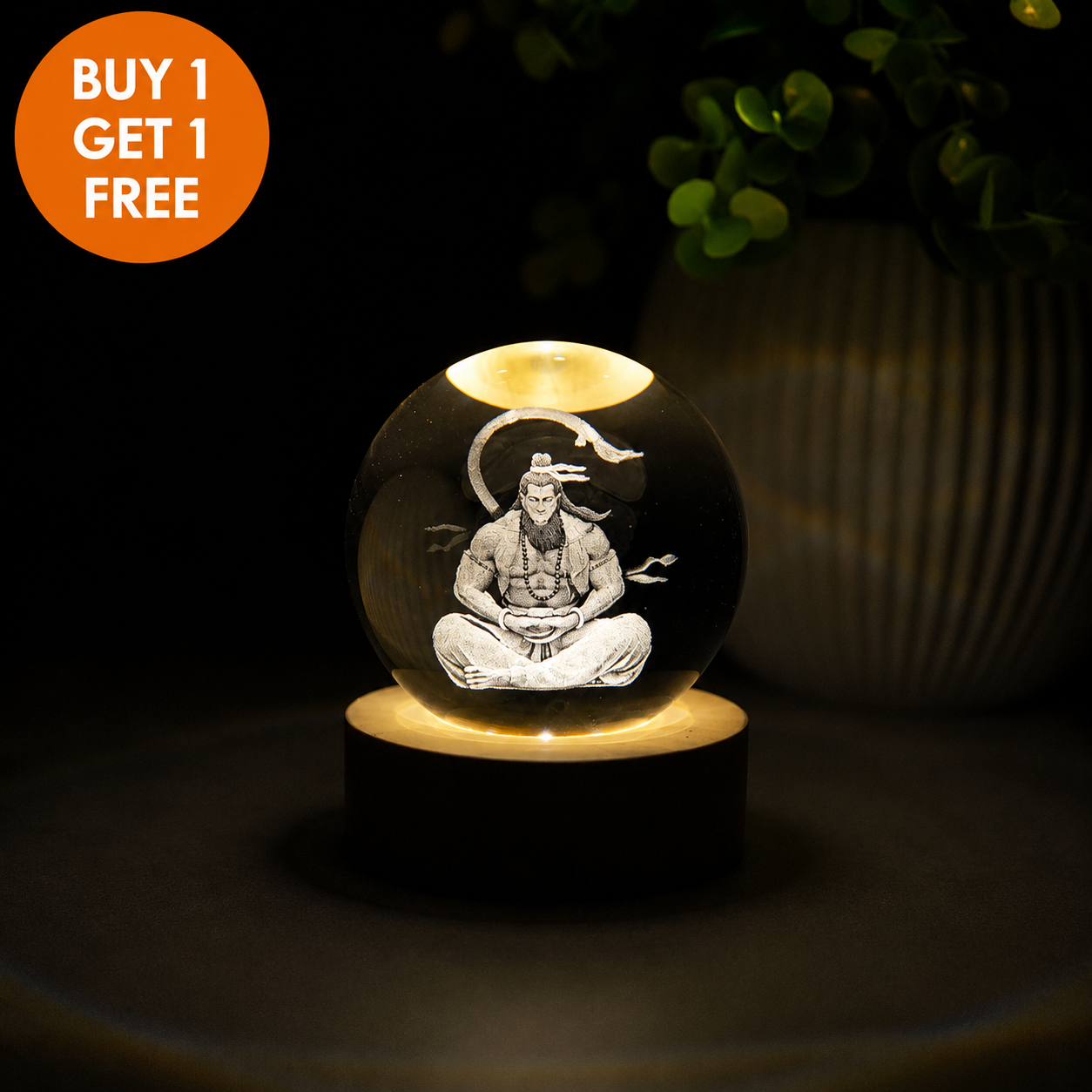 Divine Crystal Lamp | Night Light with Wooden LED Base