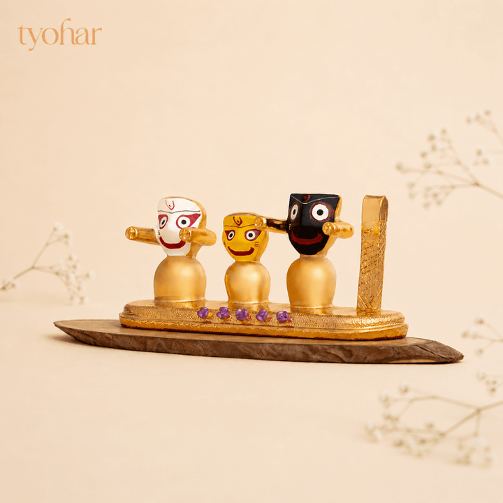 Lord Jagannath, Subhadra, Balabhadra Murti Set | Gold Plated - Tyohar Store