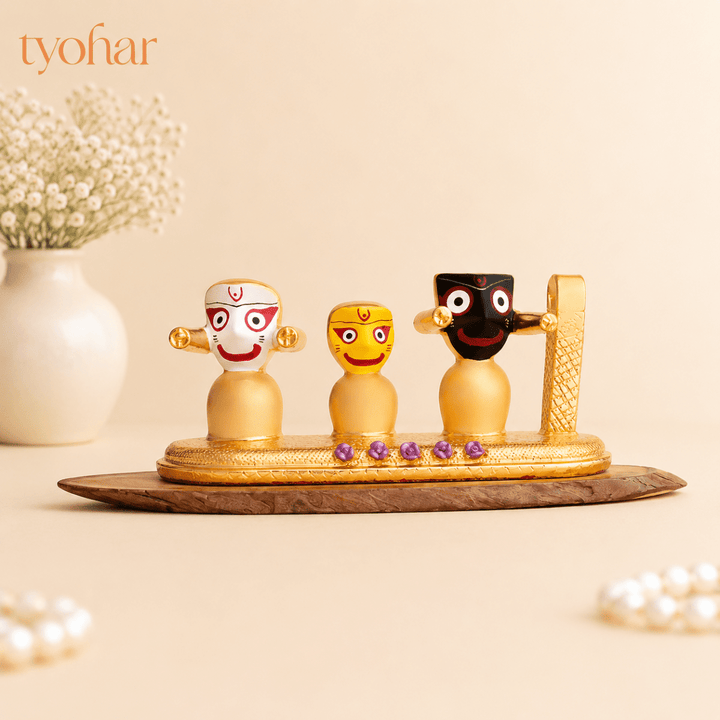 Lord Jagannath, Subhadra, Balabhadra Murti Set | Gold Plated - Tyohar Store