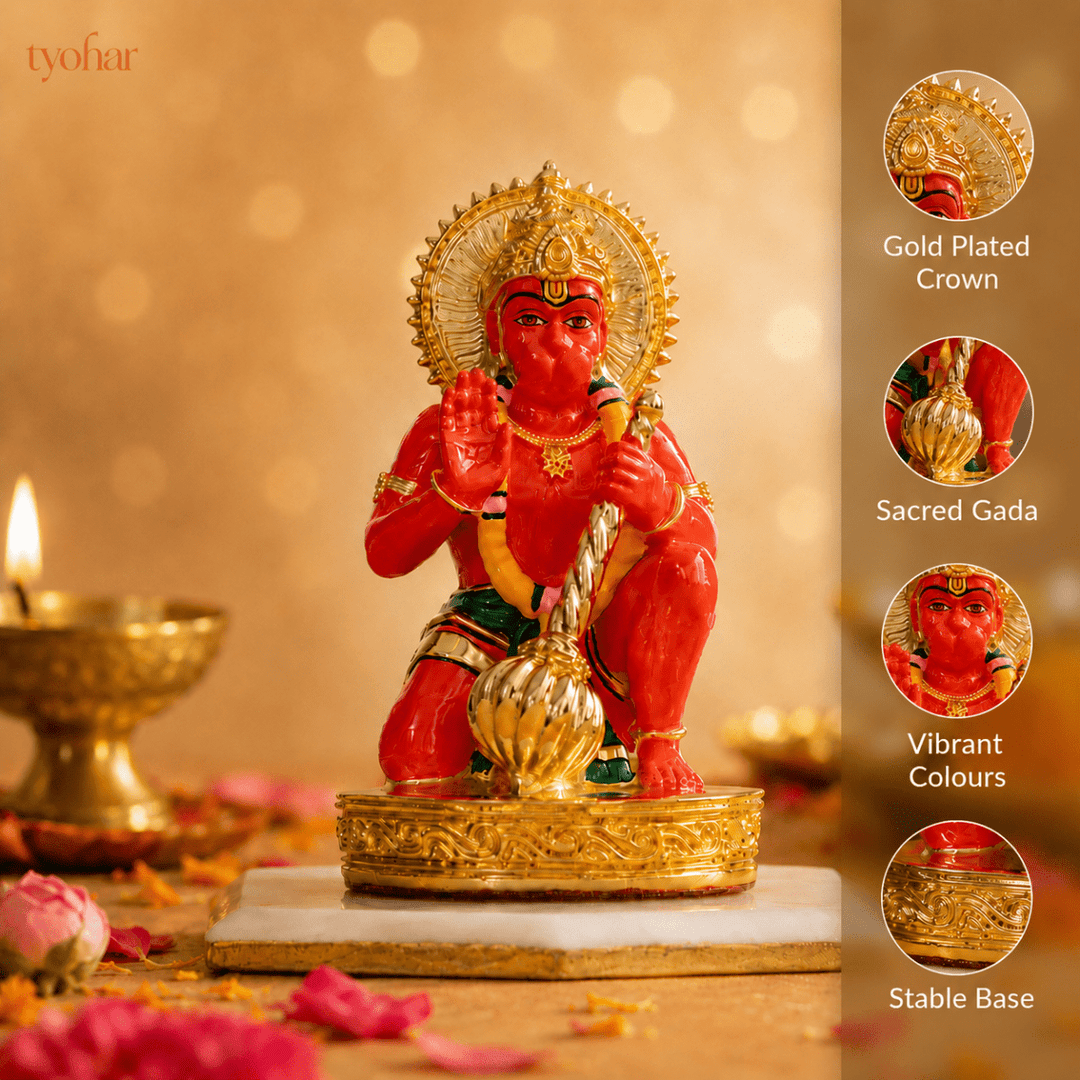 Bajrangbali Sinduri Hanuman Murti - Pure 24K Gold Plated - Tyohar Store