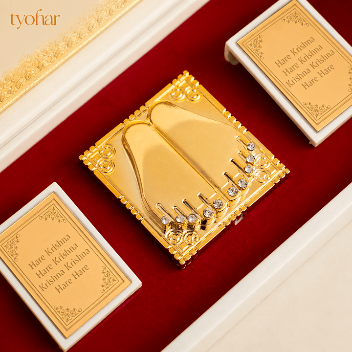 Shreenathji & Radha Krishna Pocket Temple | Pure Gold Plated - Tyohar Store