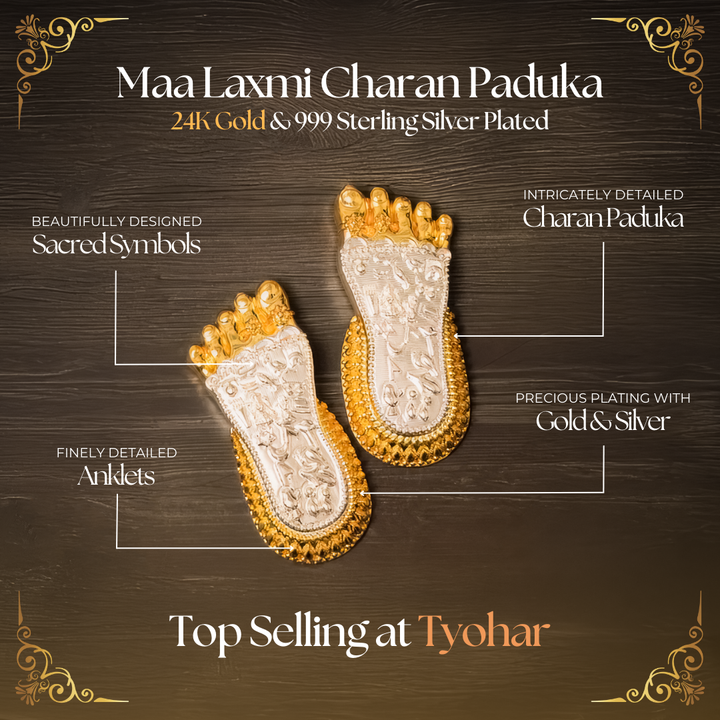 Maa Laxmi Charan Paduka | 24K Gold and 999 Silver Plated