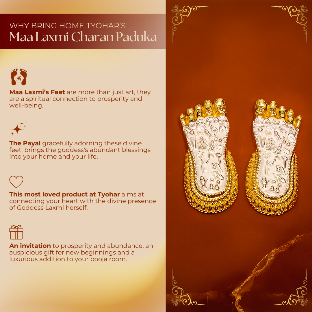 Maa Laxmi Charan Paduka | 24K Gold and 999 Silver Plated