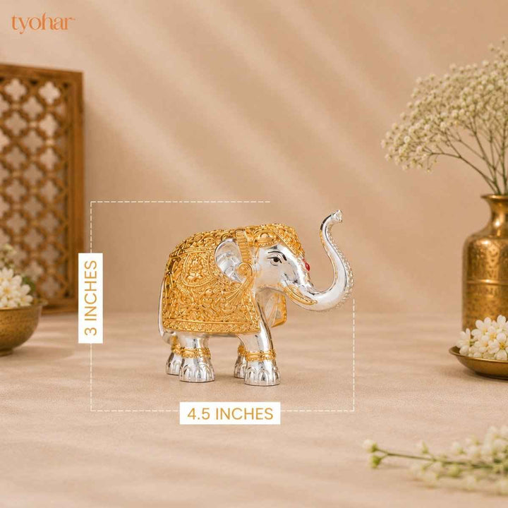 Trunk Up Elephant Pair - Gold & Silver Plated