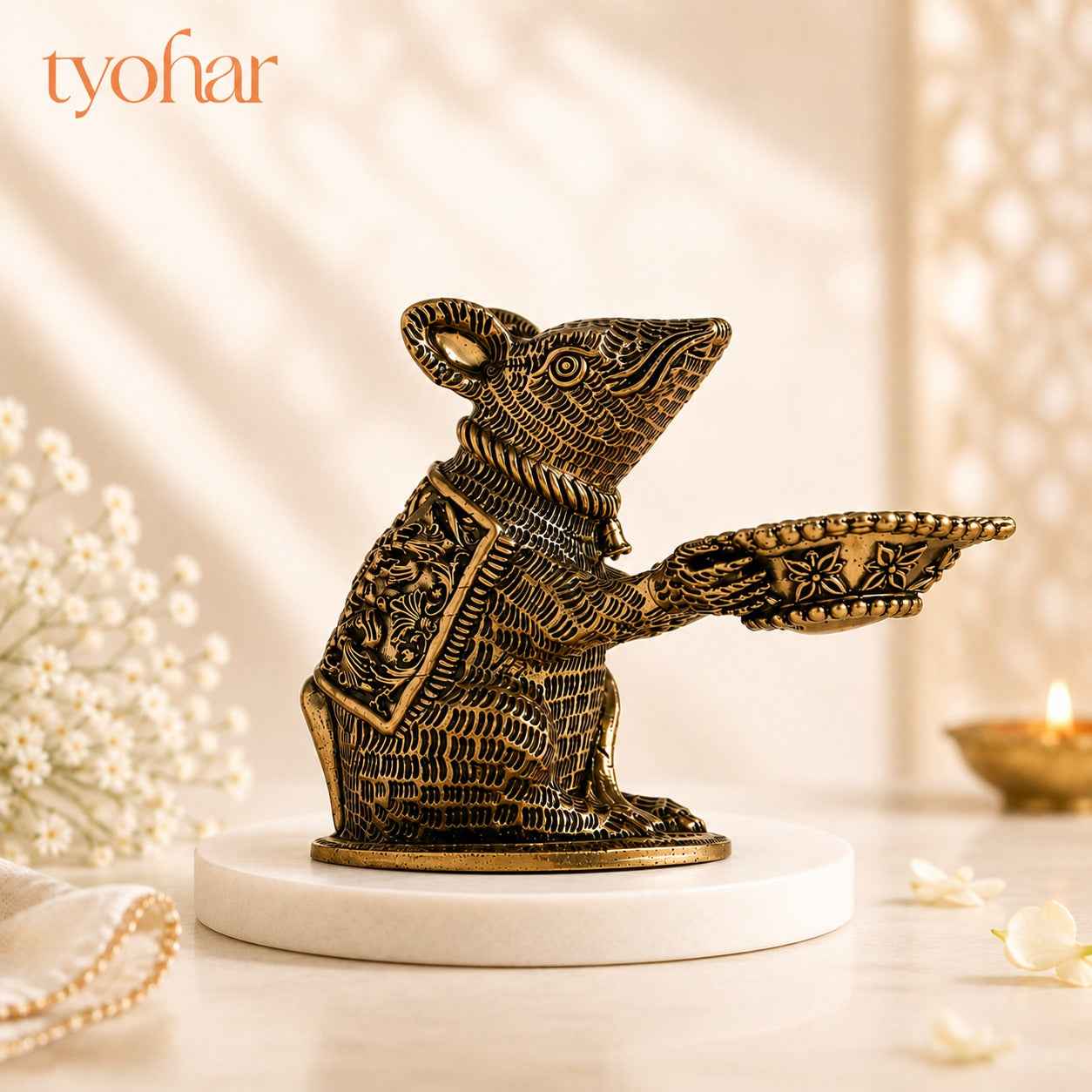 Mushak Raj Diya | Pure Brass, Best For Pooja