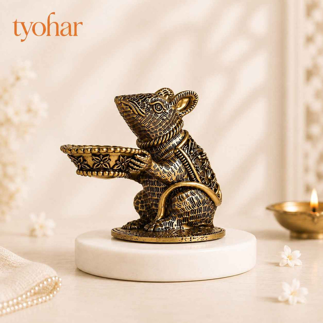 Mushak Raj Diya | Pure Brass, Best For Pooja