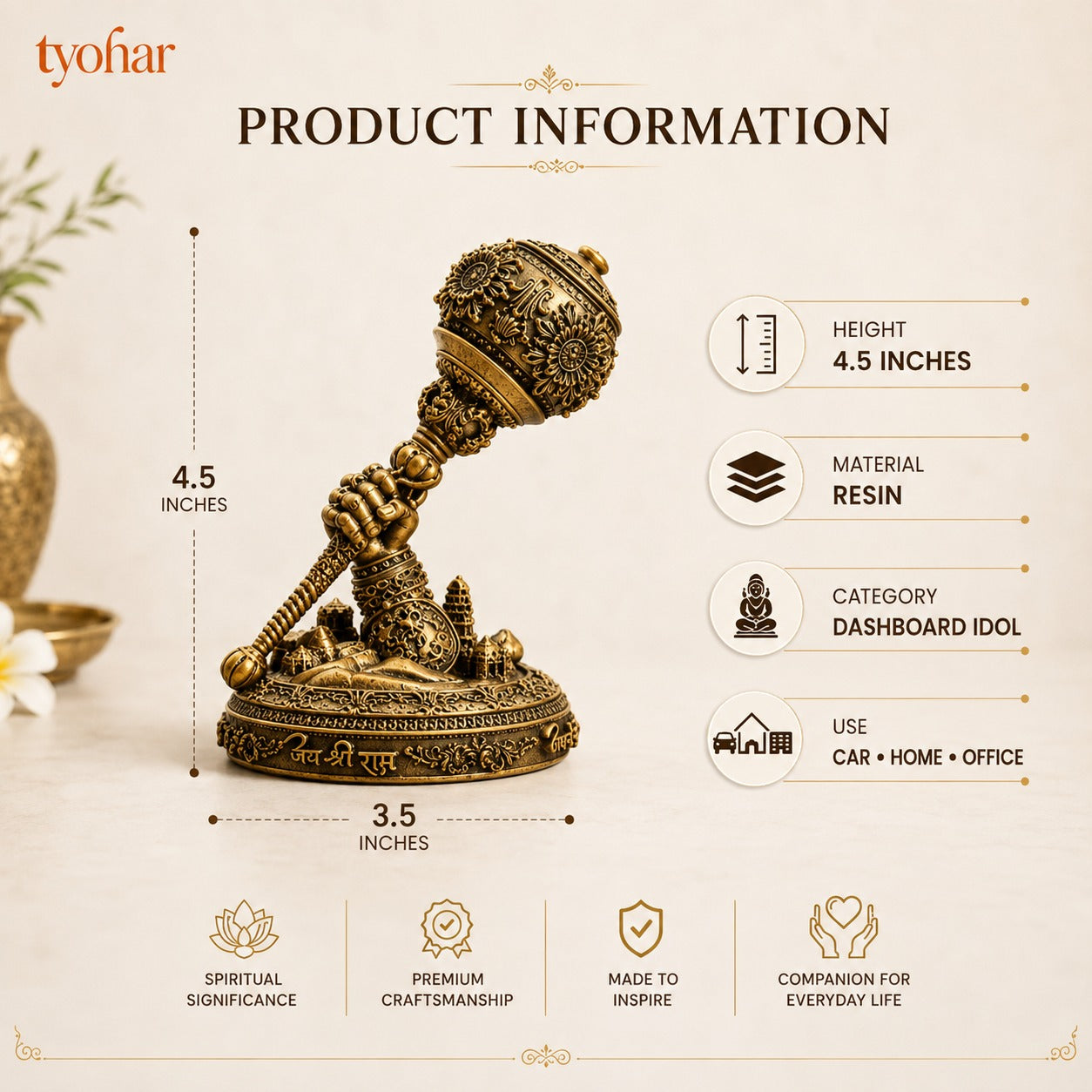 Divine Car Dashboard Idol - Marble Dust Coated