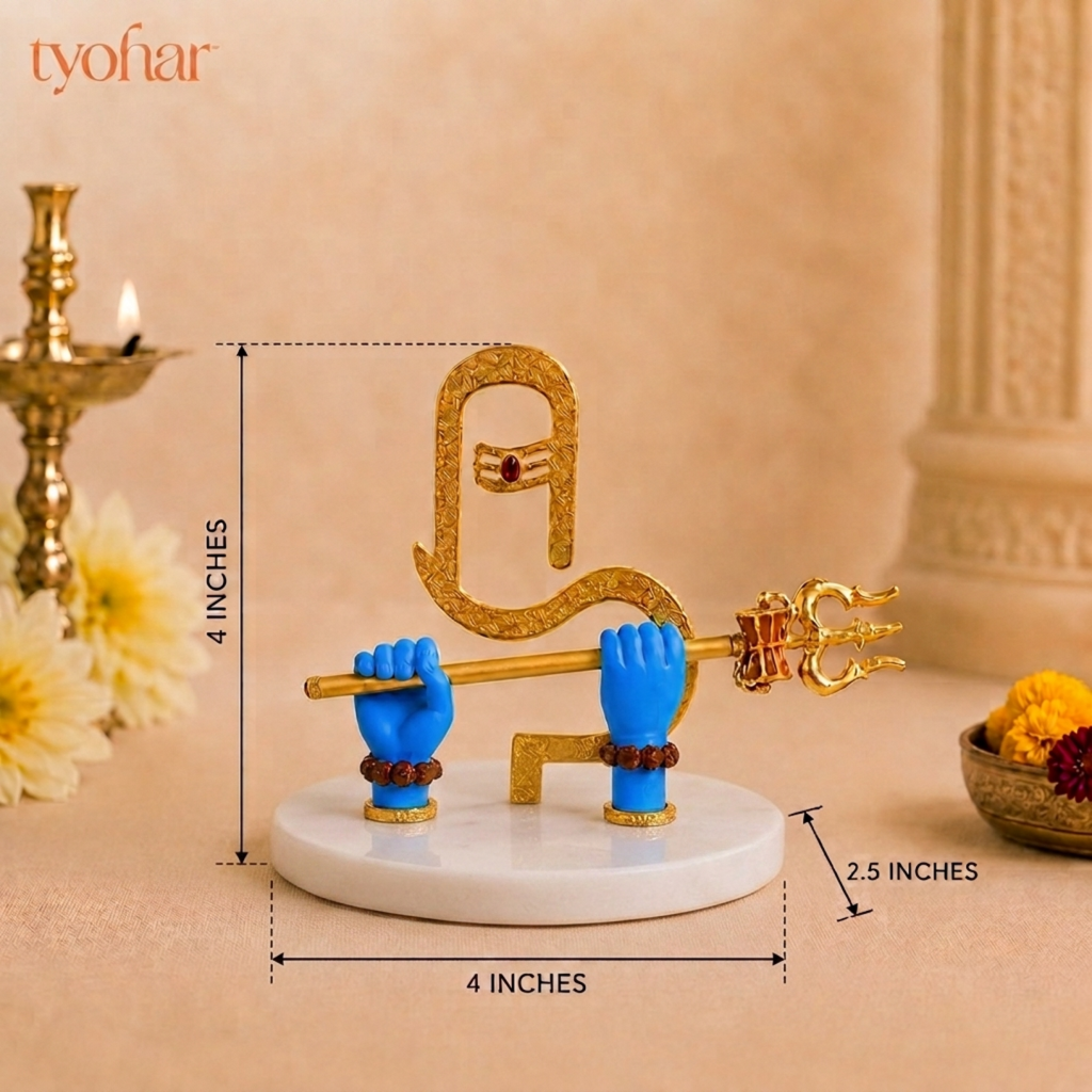 Shivji Hands Idol | Mahadev Divine Hands | 24K Gold Plated Shiva Idol with Trishul & Shivling