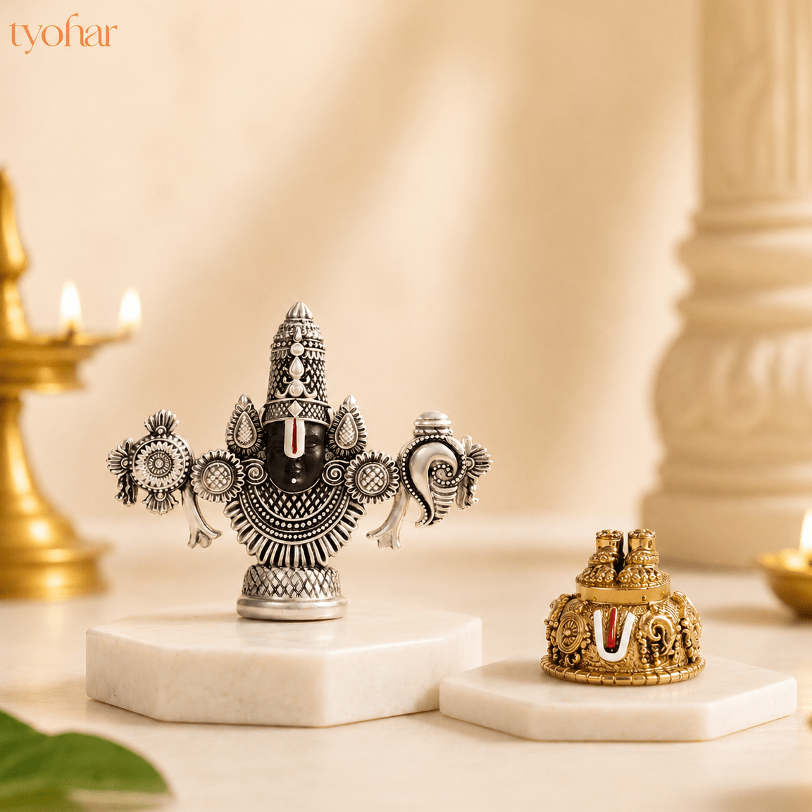 Sri Balaji Face Idol | Pure Silver Plated - Tyohar Store