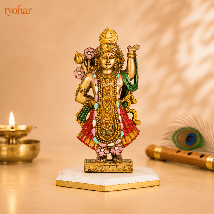 Lord Shreenath Ji Murti Antique Idol (10 Inch) - Tyohar Store